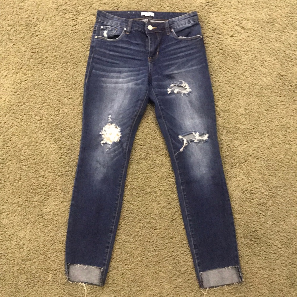 BP Step Hem Distressed Jeans With Velvet Underlay